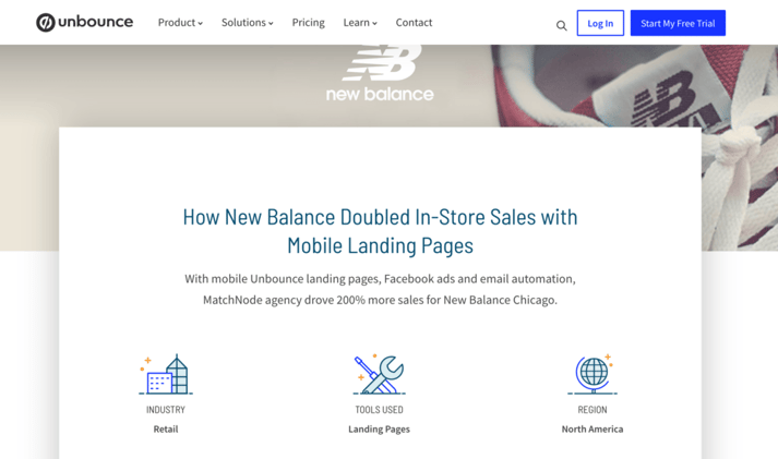 SaaS company Unbounce using educational content on their website to drive more traffic.